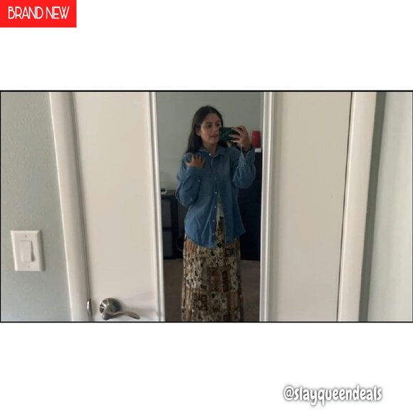 Chiffon Maxi Skirt Elastic Waist Flowy A-Line Pleated Long Boho Fall - Picture 8 of 8